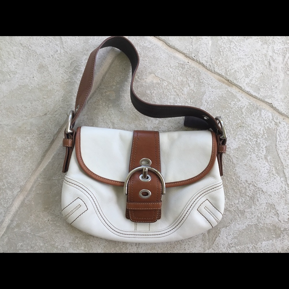 Coach White and Caramel Purse